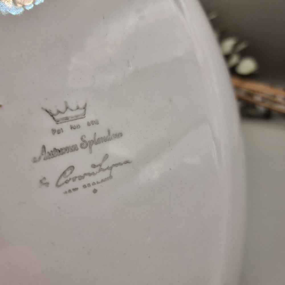 Crown Lynn Autumn Splendour oval plate with autumn leaf design.