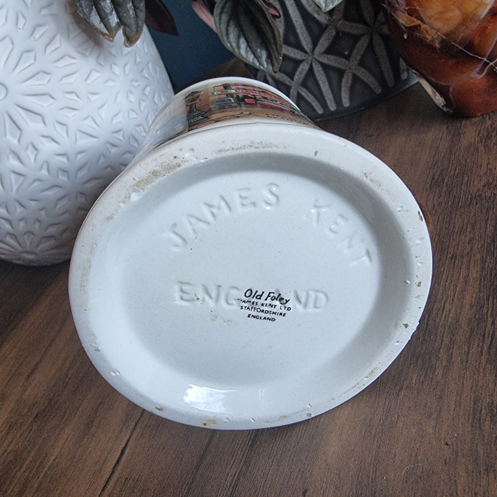 Old Foley James Kent mug with steam omnibus and Nestlé’s ad design