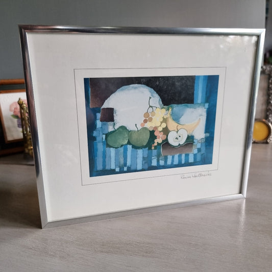Framed Rosina Wachtmeister fruit still life art print in silver frame