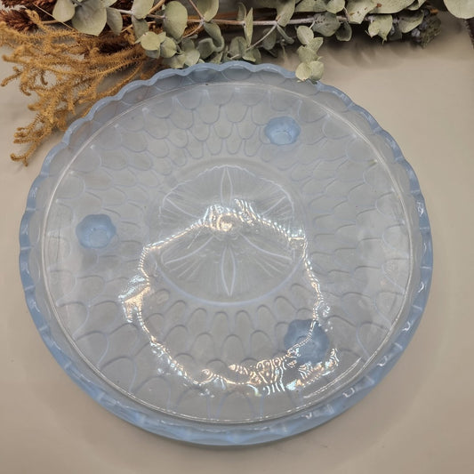Bagley blue frosted glass plate stand