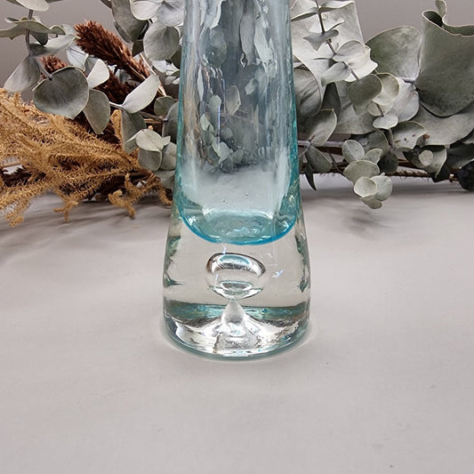 Blue bubble glass vase