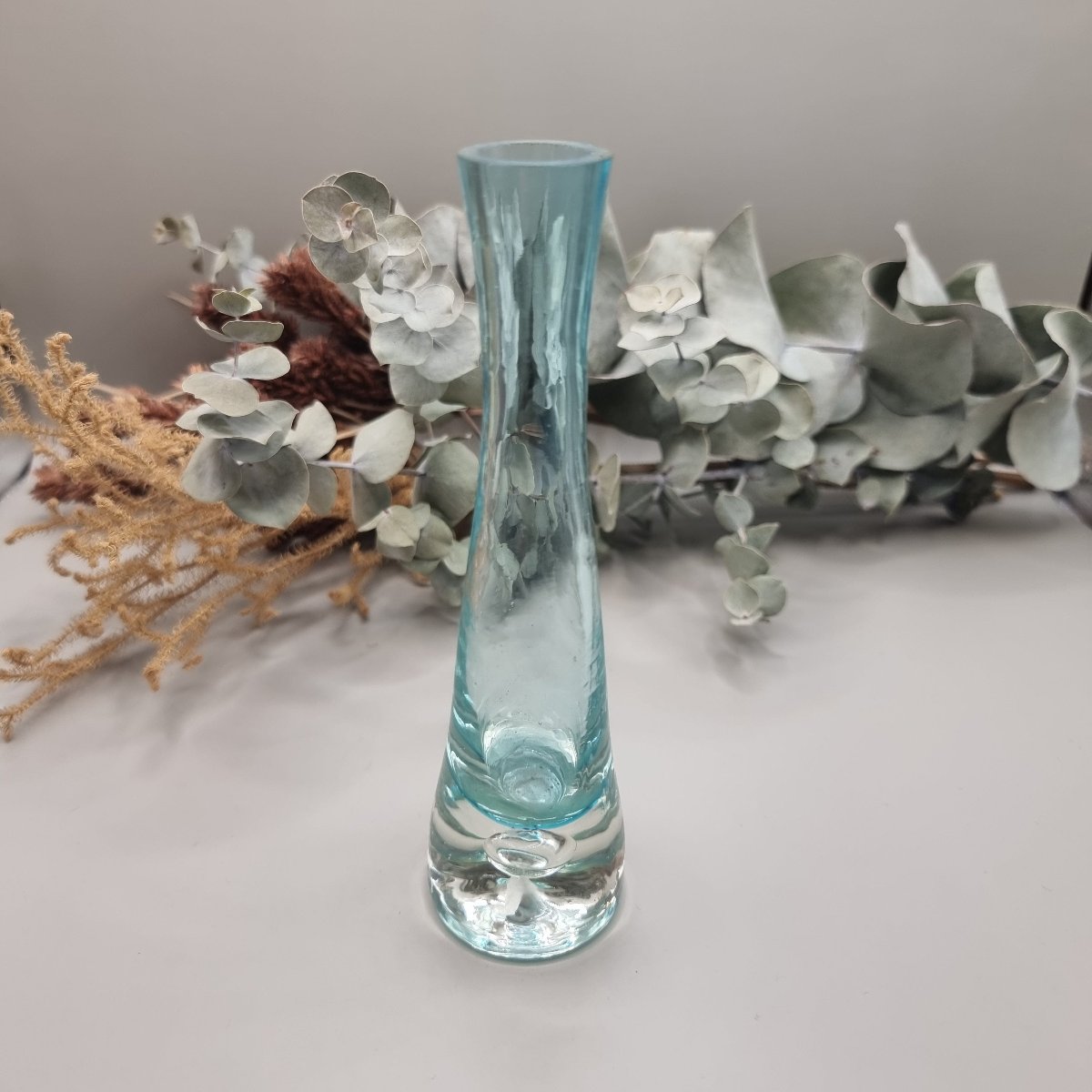 Bubble glass blue vase