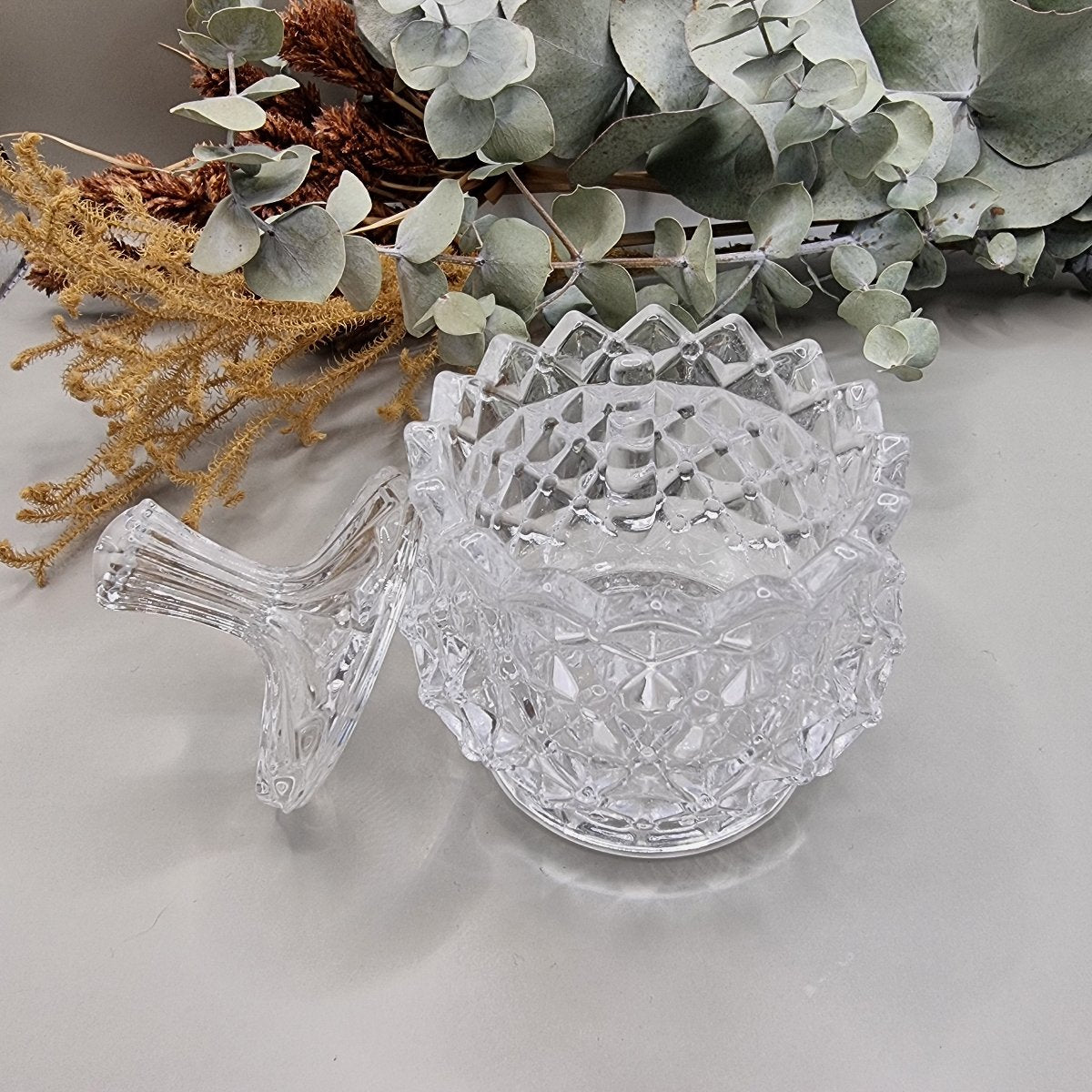 Glass candy jar with lid
