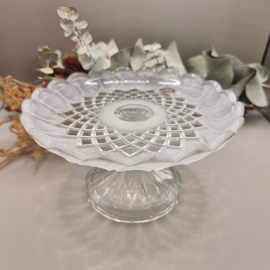 Stolzle Oberglass Styria Collection Austrian cut glass cake stand