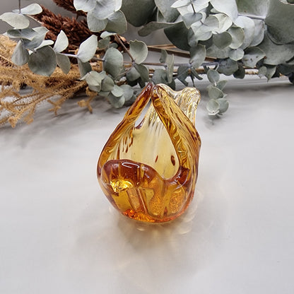 Vintage gold blown glass bird bowl
