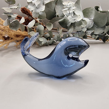 Blue hokitika art glass whale