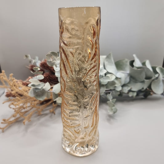 Textured amber glass vase