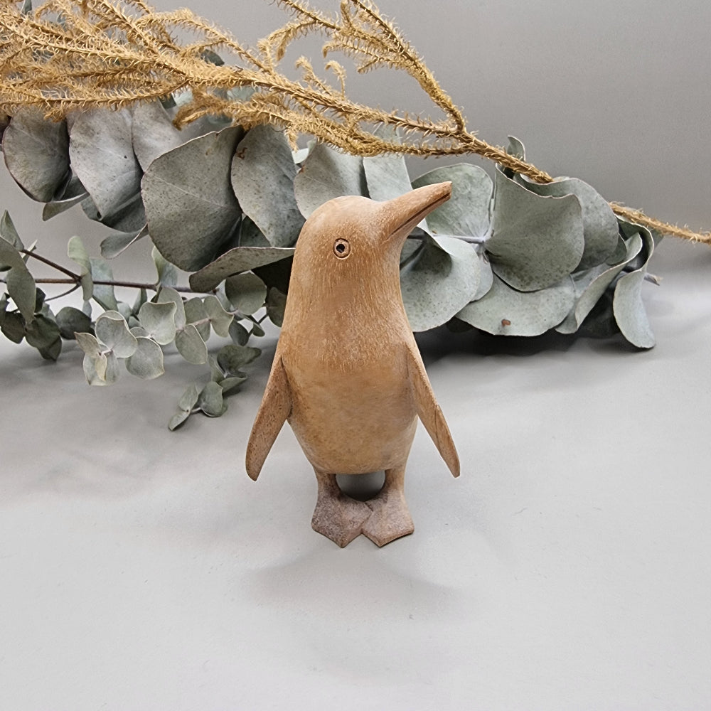 Hand Carved Wooden Penguin Figurine