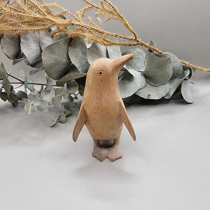Hand Carved Wooden Penguin Figurine