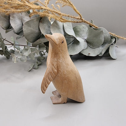 Hand Carved Wooden Penguin Figurine