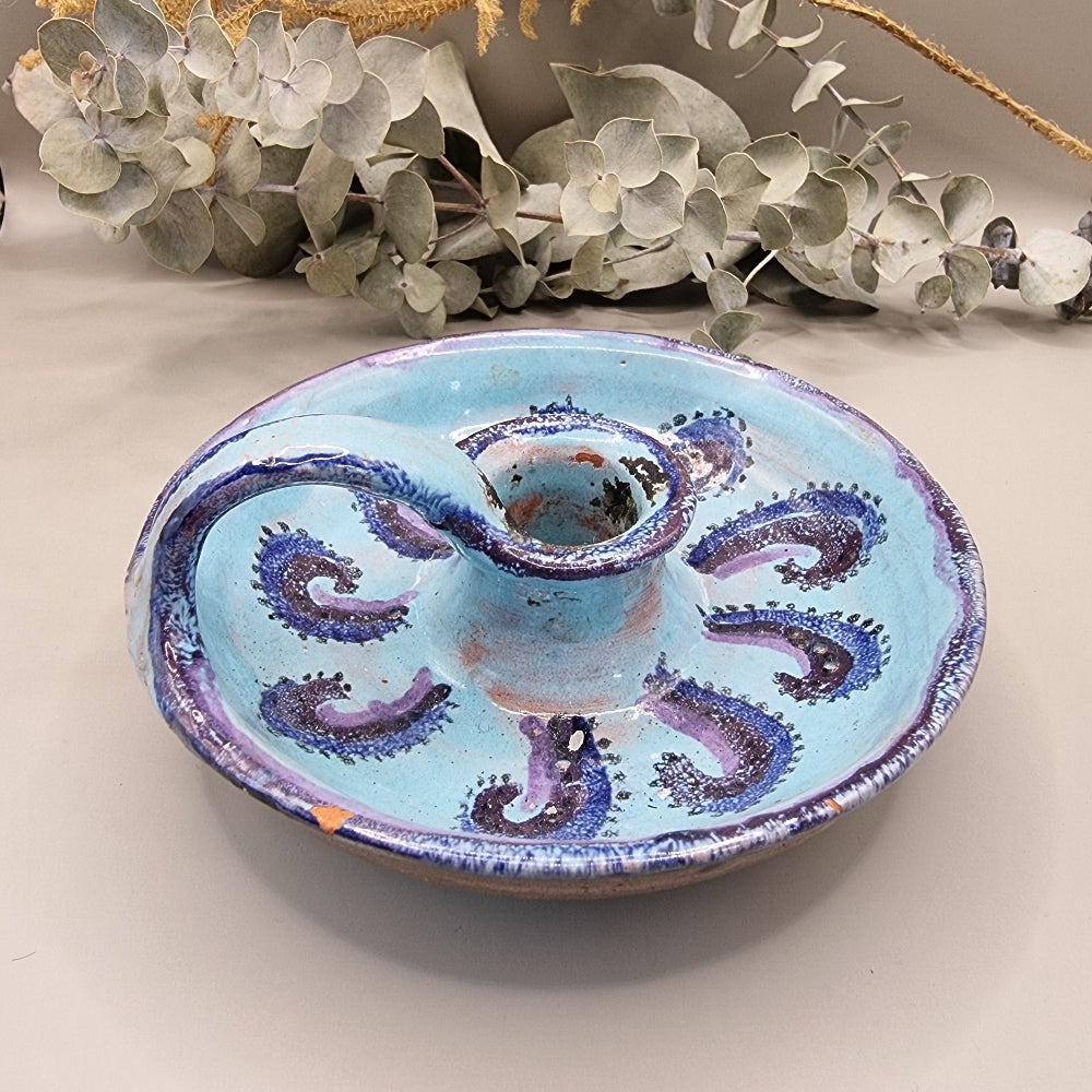 Hand painted ceramic candle holder