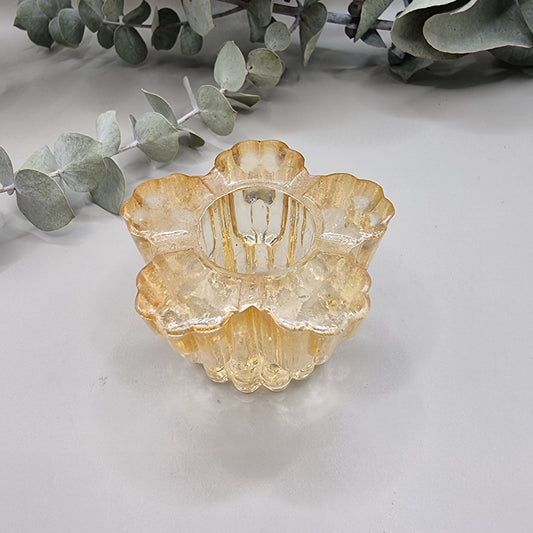 Small iridescent glass candle holder