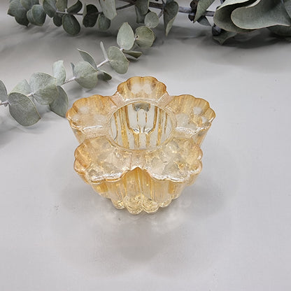 Small iridescent glass candle holder
