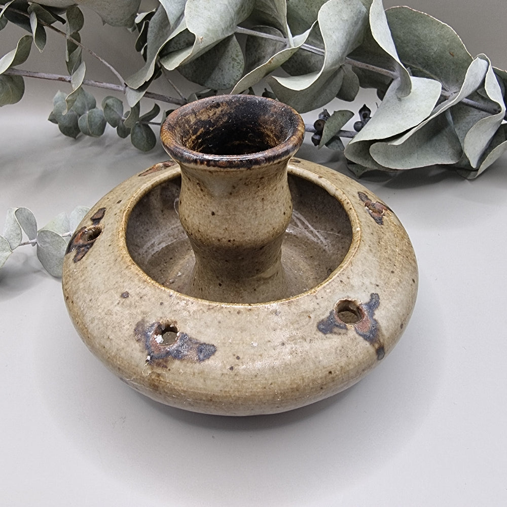 Ceramic candle holder earth tones