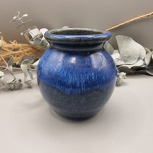 Small blue glaze ceramic pot