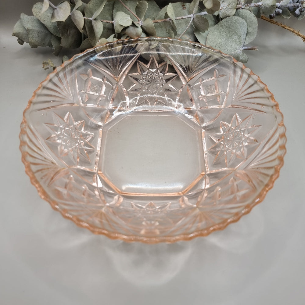 Pink depression glass bowl