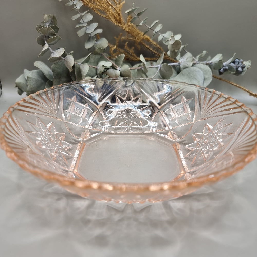 Pink depression glass bowl
