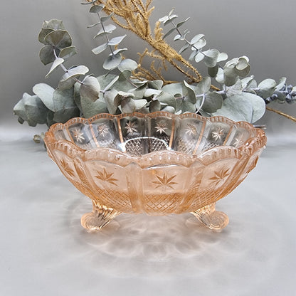 Vintage moulded pink glass dish