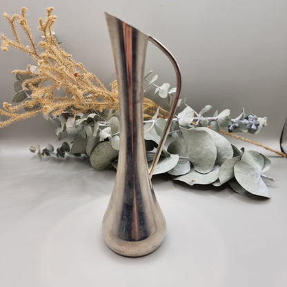 Vintage silver-plated modernist jug vase with slim curved handle