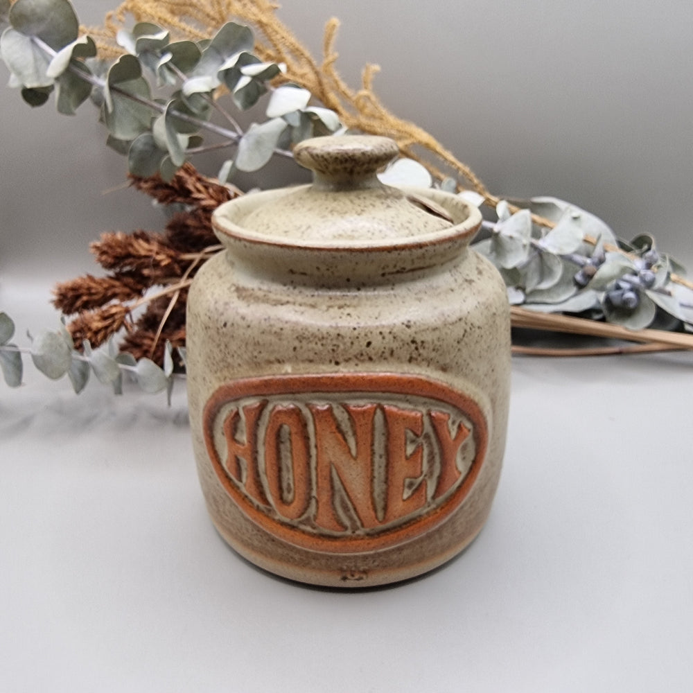 Vintage retro studio pottery honey pot