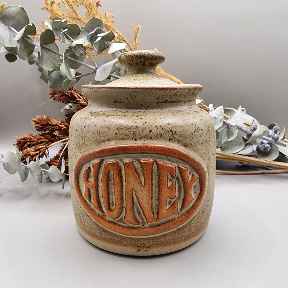 Vintage retro studio pottery honey pot
