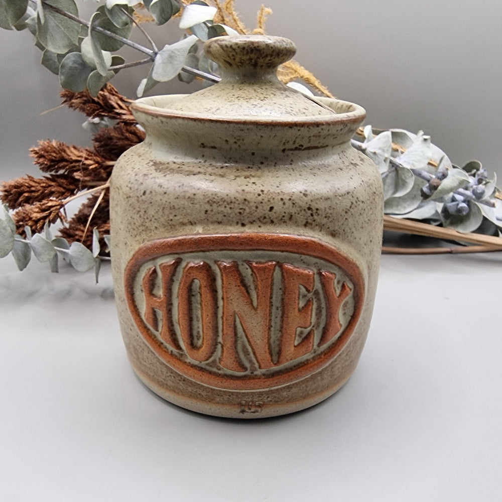 Vintage retro studio pottery honey pot