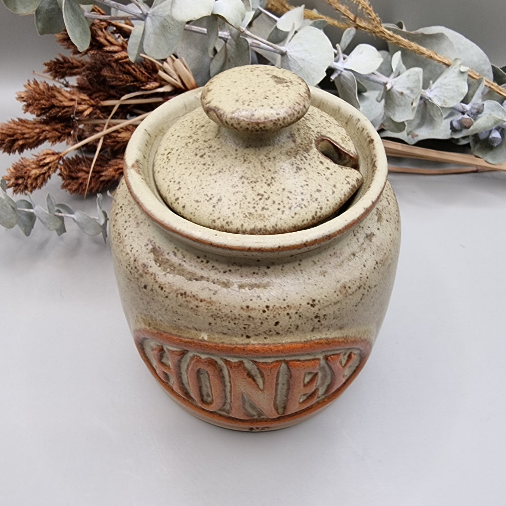 Vintage retro studio pottery honey pot