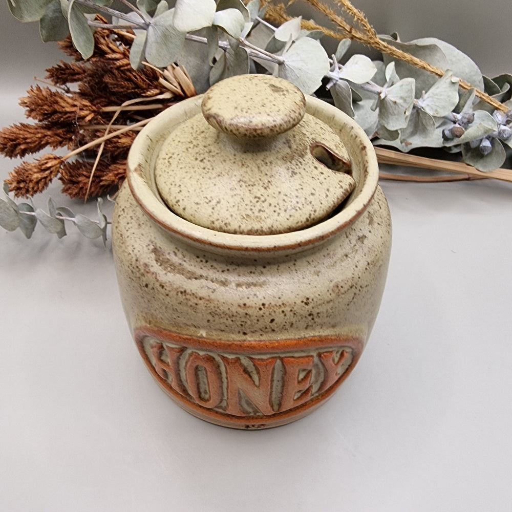 Vintage retro studio pottery honey pot