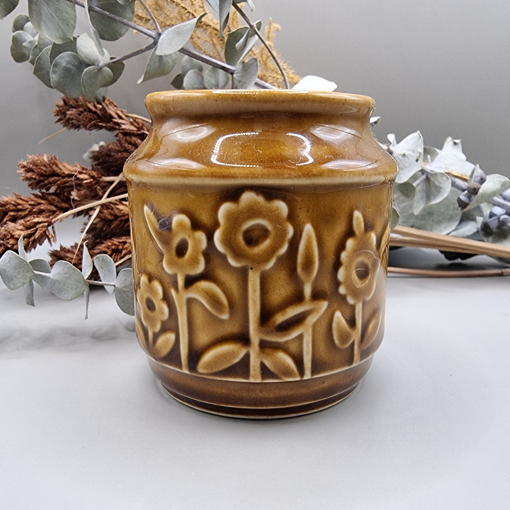 Crown Lynn honey glaze sunflowers pot