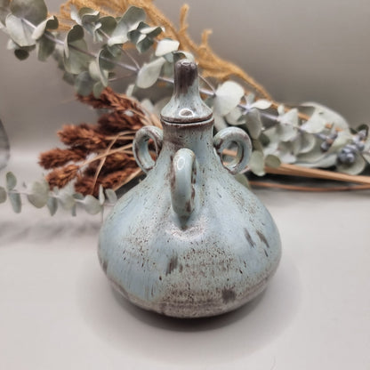 Elegant grey 3 handled ceramic pot