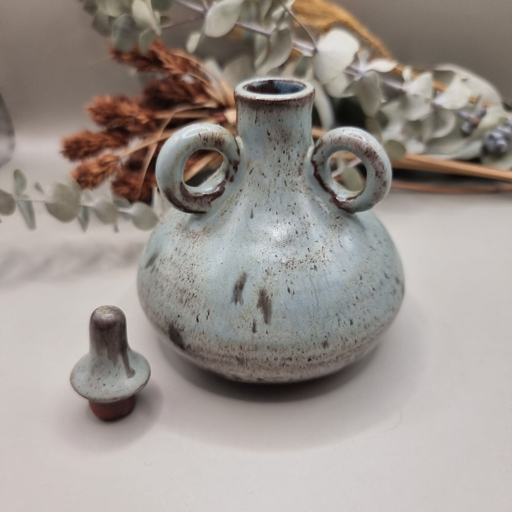 Elegant grey 3 handled ceramic pot