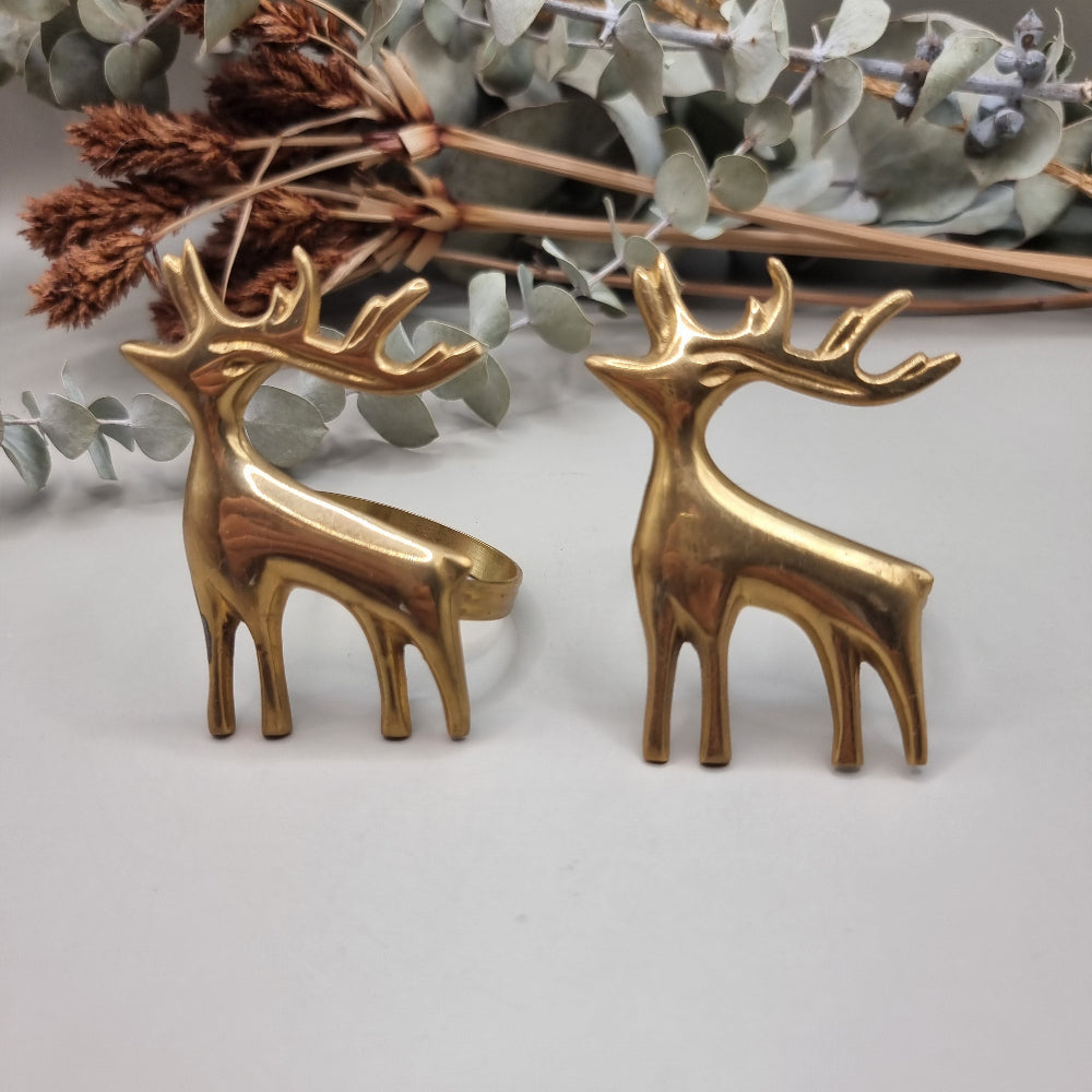 Brass deer napkin rings