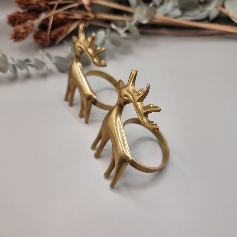 Brass deer napkin rings