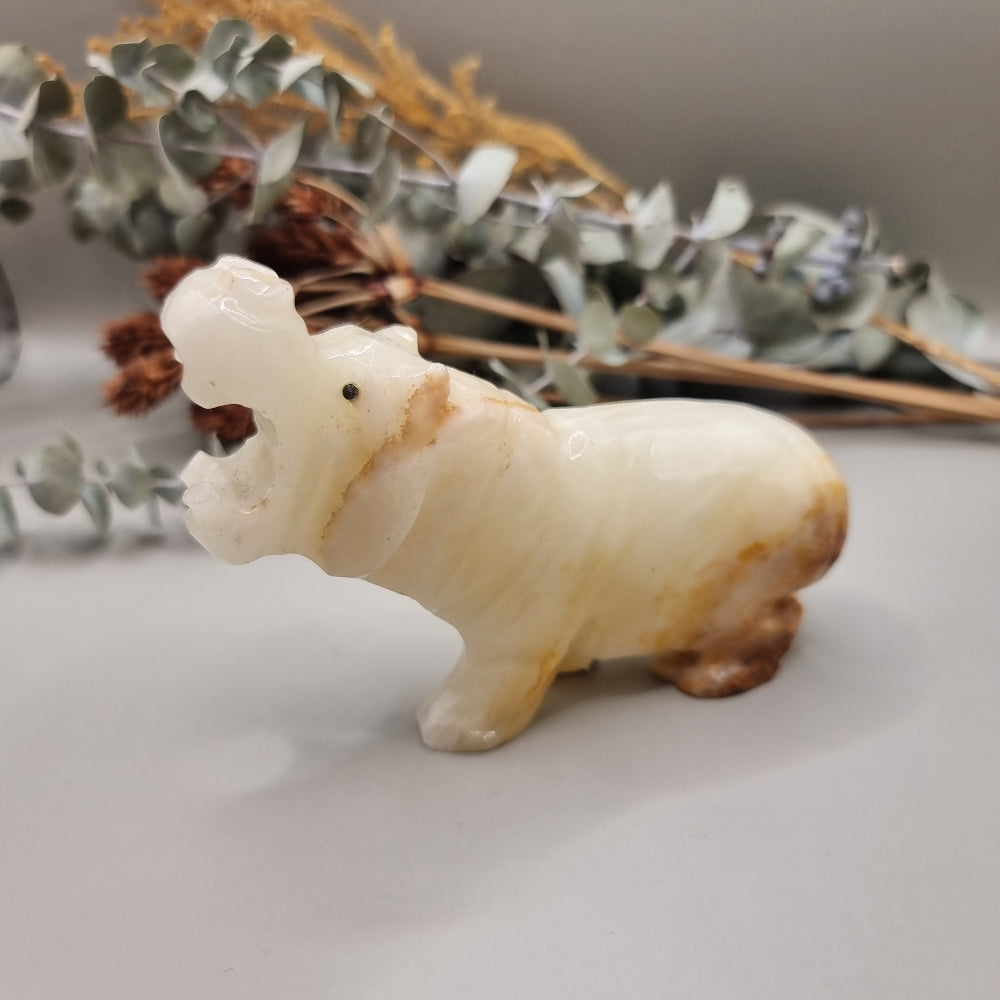 Calcite Hippopotamus carving
