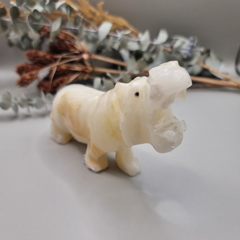 Calcite Hippopotamus carving
