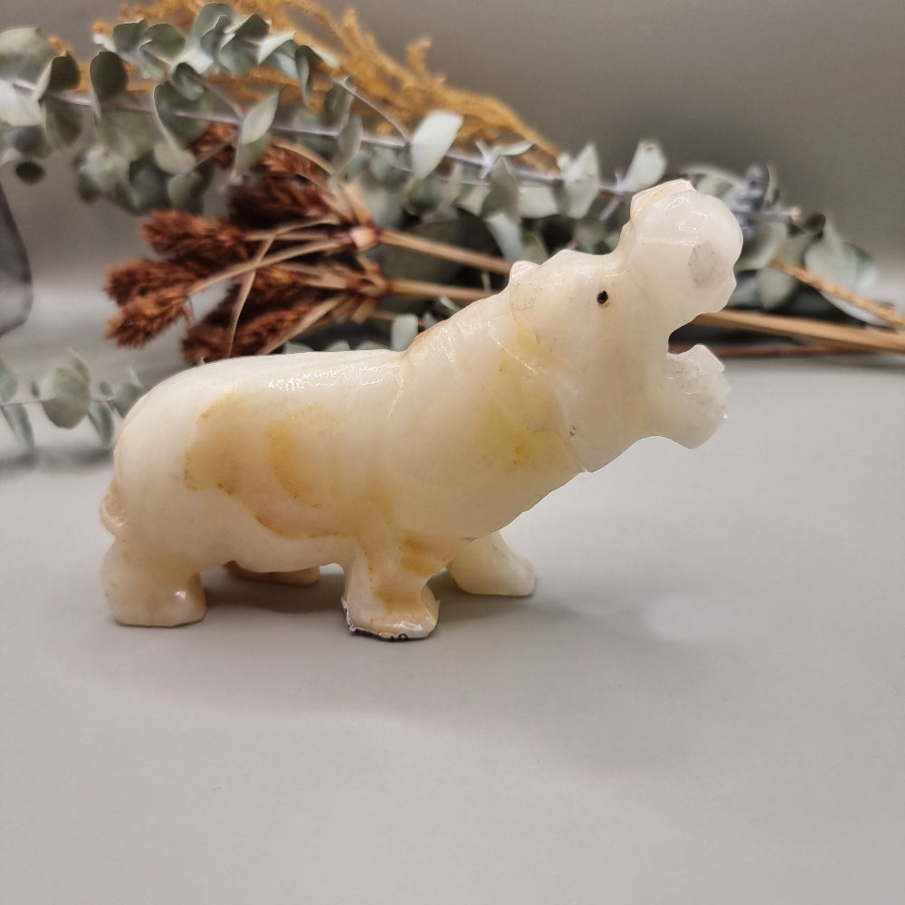 Calcite Hippopotamus carving