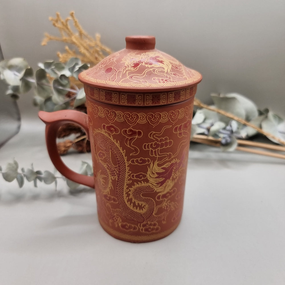 Chinese dragon clay tea mug