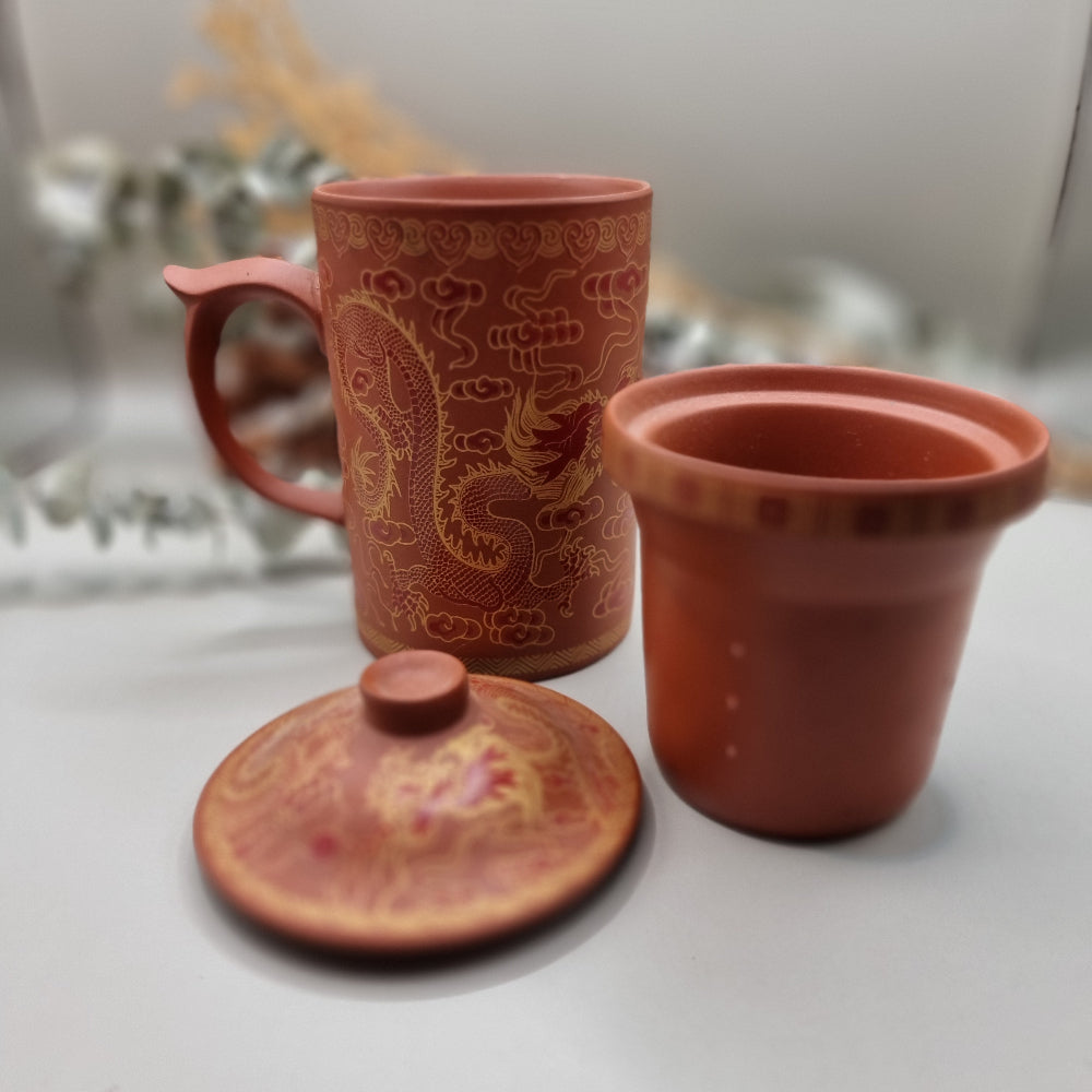 Chinese dragon clay tea mug