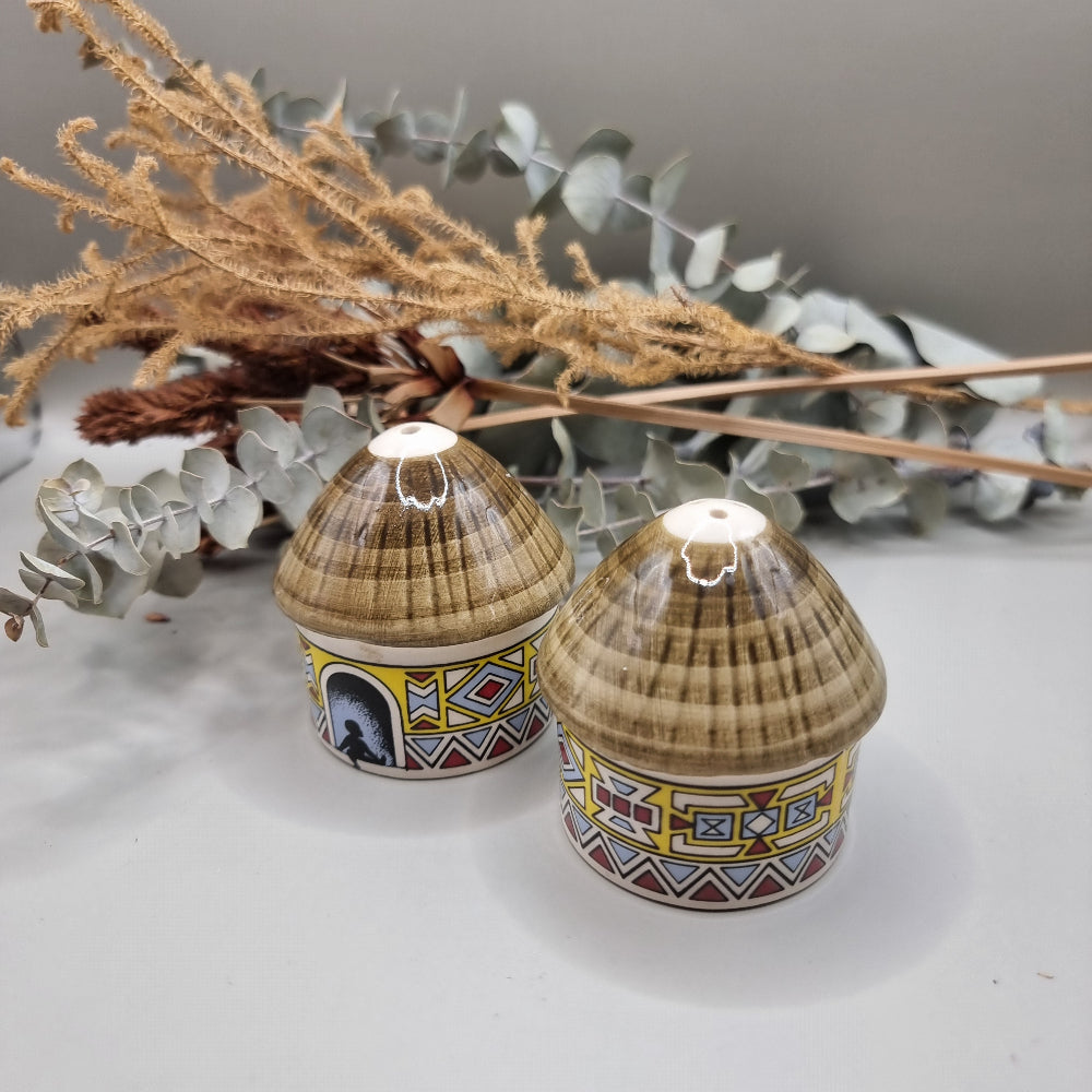 Tiki hut salt and pepper shakers