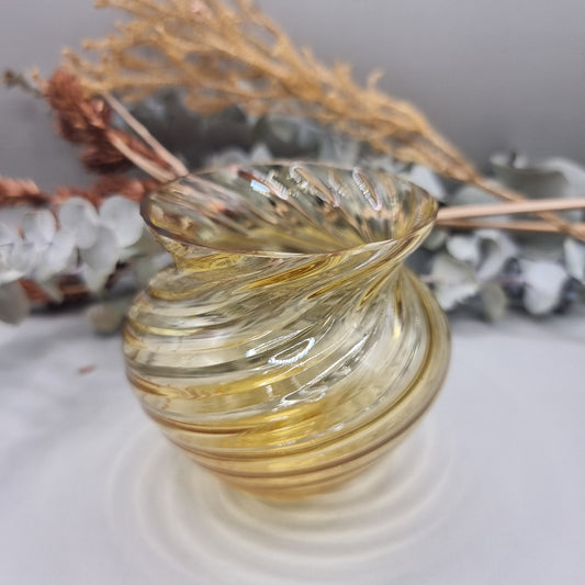 Swirled Amber Art Glass Vase