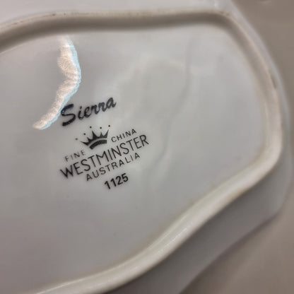 Set of two Westminster Sierra serving plates with bright red and orange 70s floral design