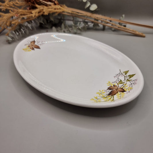 Crown Lynn Autumn Splendour oval plate with autumn leaf design.