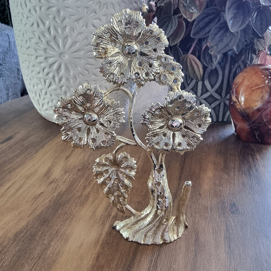 Vintage floral stud earring holder shaped like a blooming flower tree.