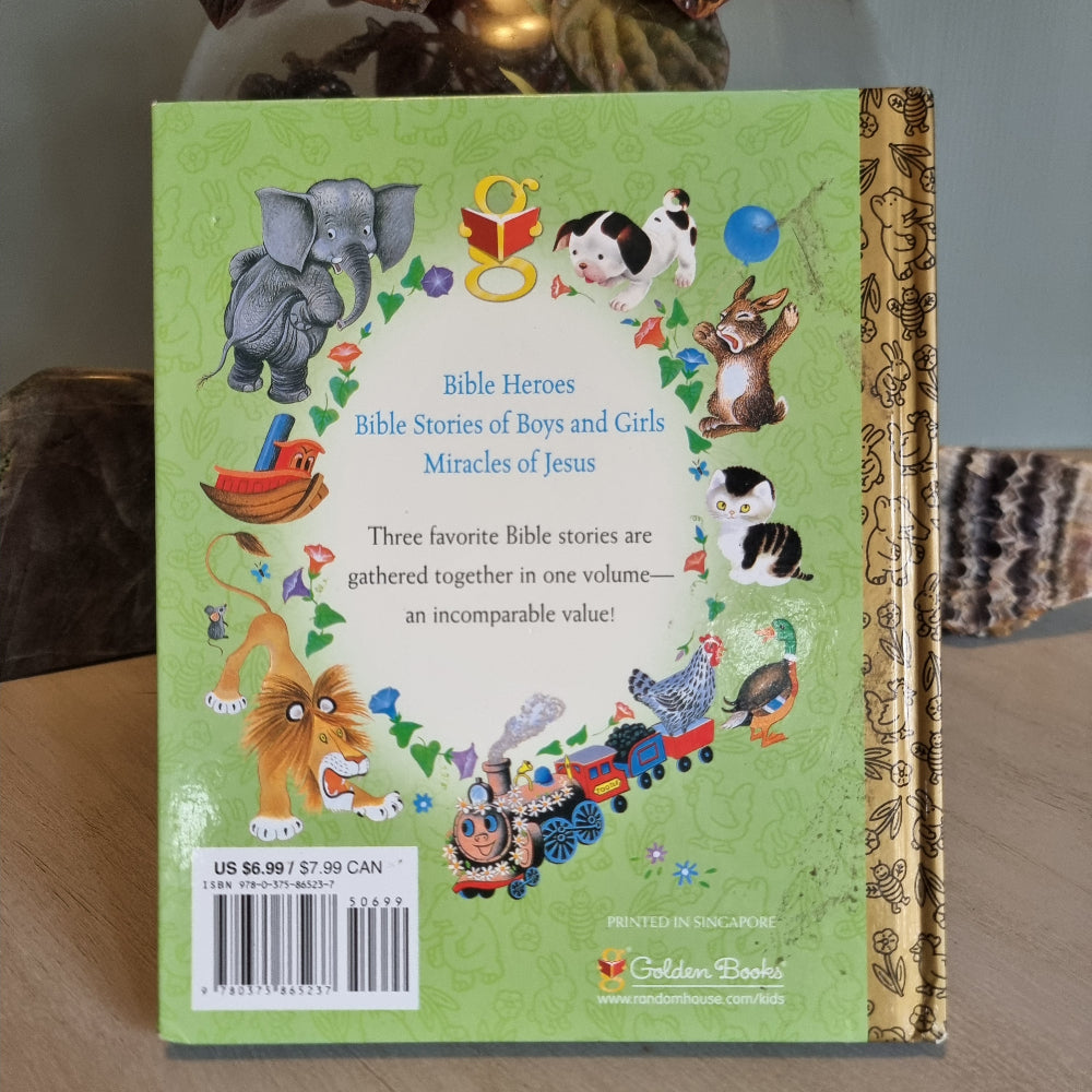 Vintage Little Golden Book Bible Favorites children’s book with green cover and classic illustrations