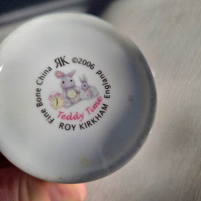 Roy Kirkham Teddy Time fine bone china mug with teddy bears, bunny and soft toy illustrations.