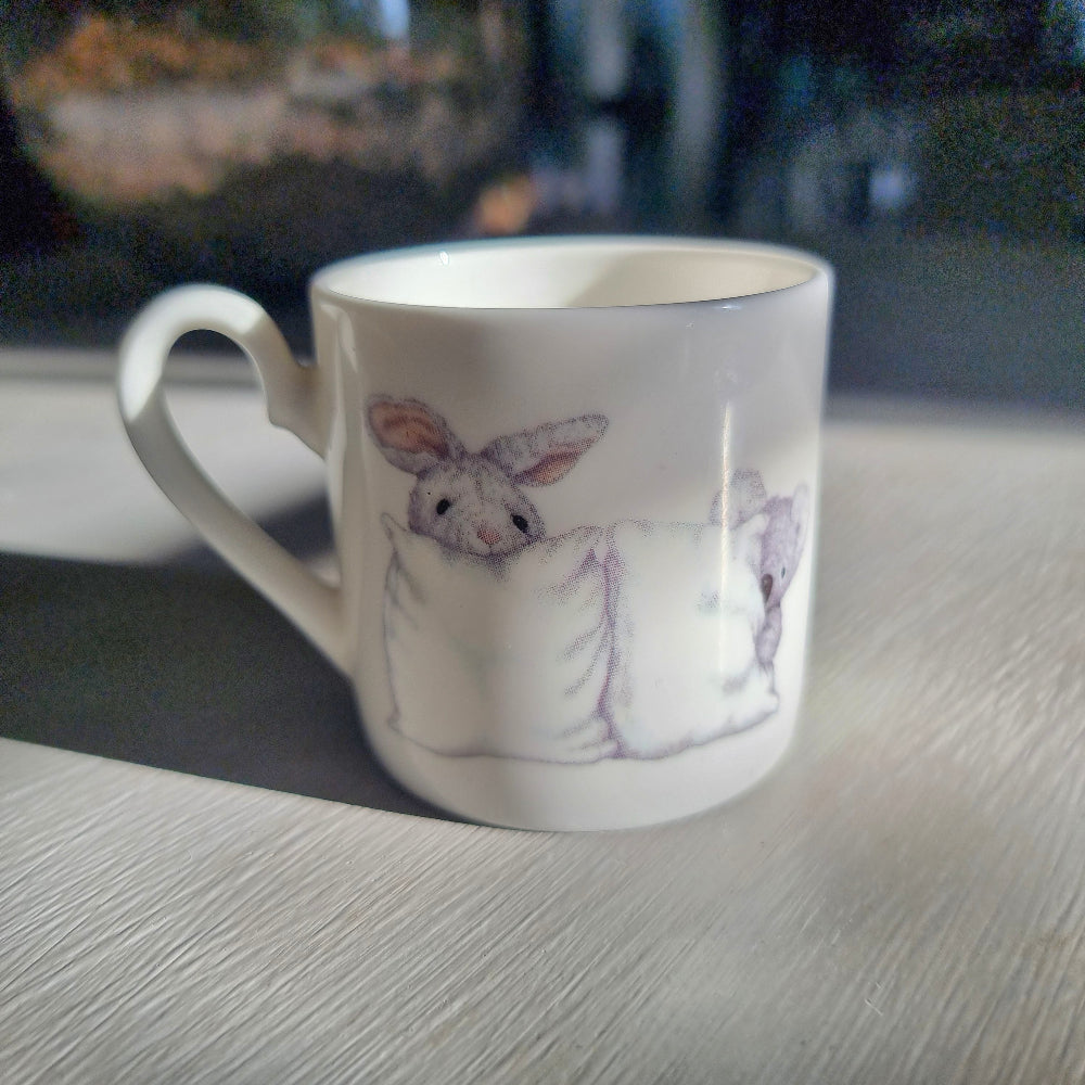 Roy Kirkham Teddy Time fine bone china mug with teddy bears, bunny and soft toy illustrations.