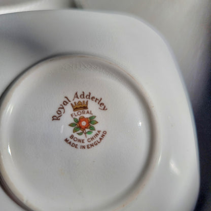 Royal Adderley bone china dishes featuring vintage cars Lanchester 1895 and Duryea 1893