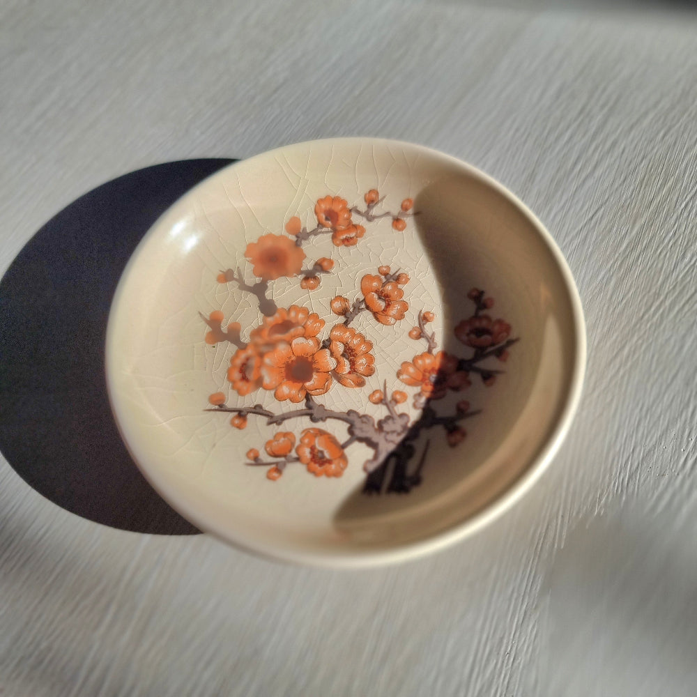 Palissy Springtime ceramic dish with orange blossom design made in England by Royal Worcester Company.