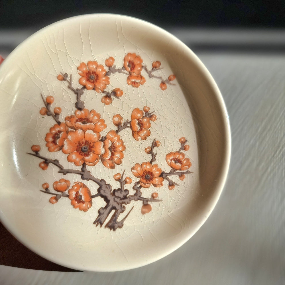 Palissy Springtime ceramic dish with orange blossom design made in England by Royal Worcester Company.