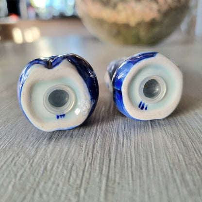 Vintage Delft-style blue and white Dutch boy and girl salt and pepper shaker set